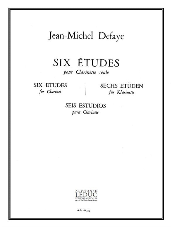 6 Études | Jean-Michel Defaye | Clarinette | Livre | AL26339