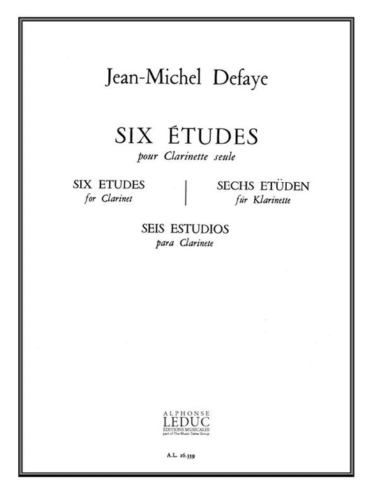6 Études | Jean-Michel Defaye | Clarinette | Livre | AL26339