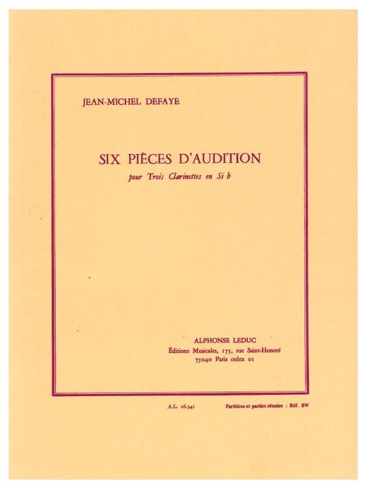 6 Pièces d'audition - 3 clarinettes | Jean-Michel Defaye