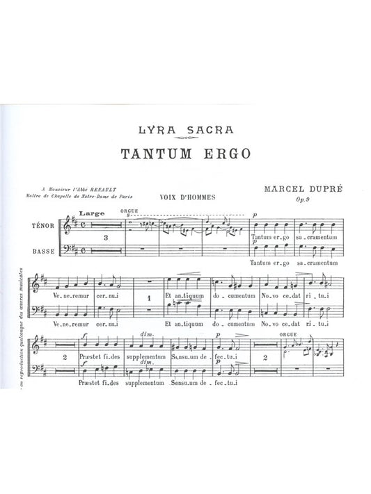 Marcel Dupre: 4 Motets Op.9, No.3: Tantum ergo | Marcel Dupré | Chœur | Partition chorale