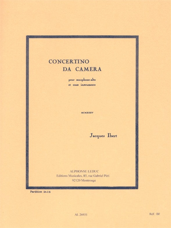 Concertino Da Camera | Jacques Ibert | Orchestre