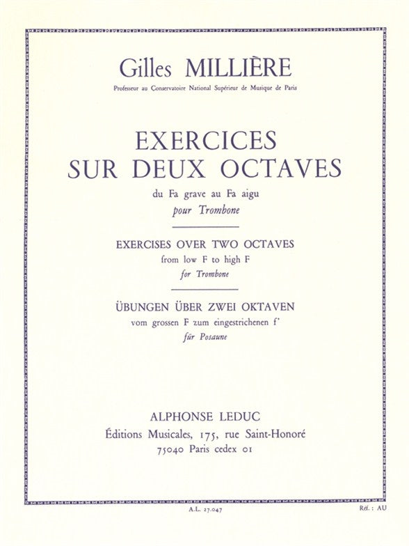 Exercices sur deux octaves | Gilles Millière | Trombone