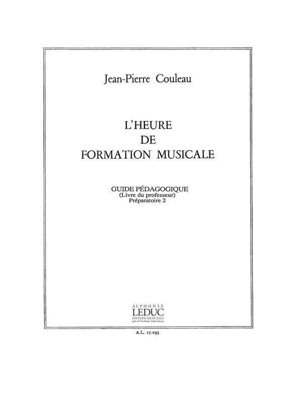 L'heure de formation musicale - Prép. 2 - Prof. | Jean-Pierre Couleau
