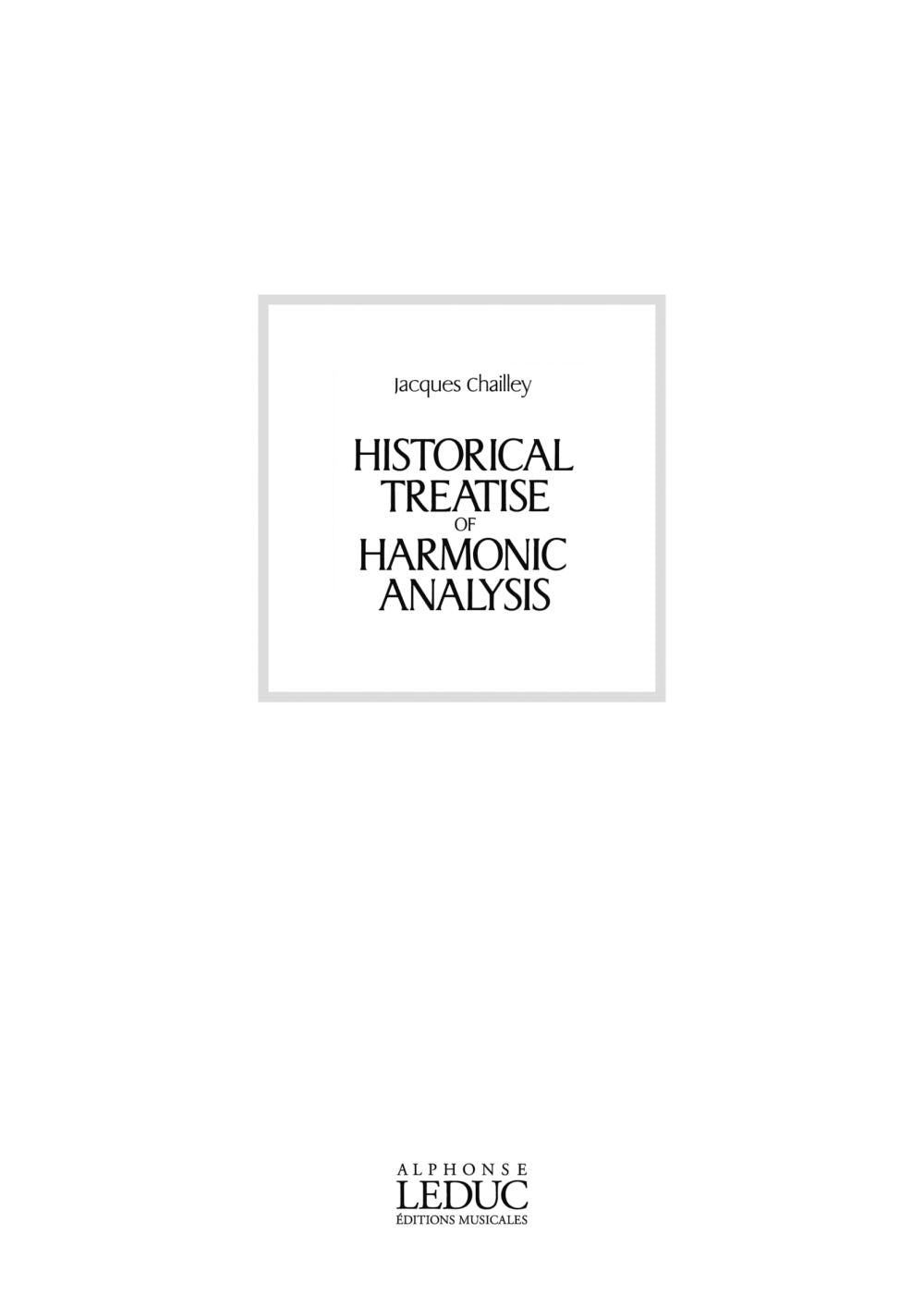 Traité historique d'analyse harmonique | Jacques Chailley