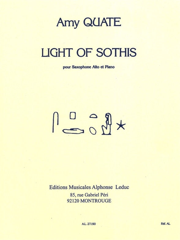 La Lumière de Sothis, pour saxophone alto et piano | Amy Quate