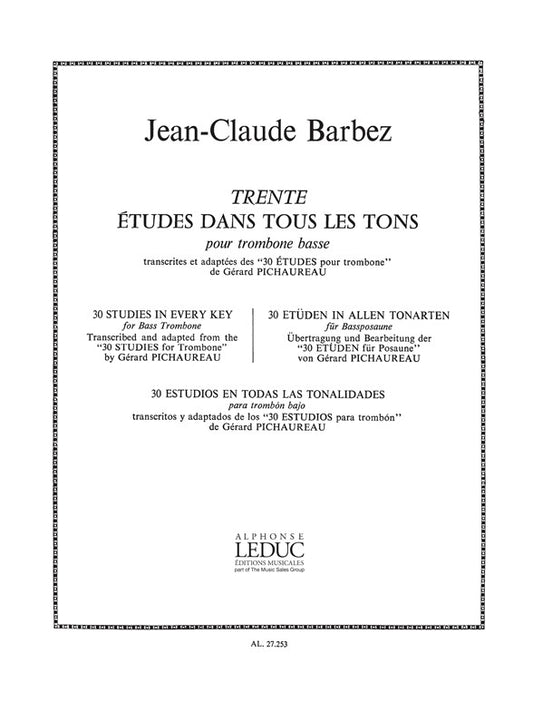 30 Études Dans Tous Les Tons | Jean-Claude Barbez | Trombone