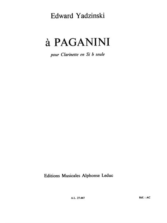 A Paganini | Yadzinski | Clarinette