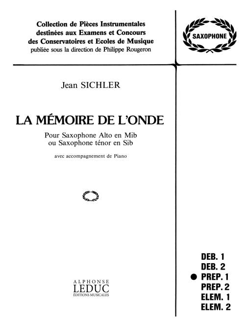 Mémoire De L'Onde | J. Sichler | Saxophone