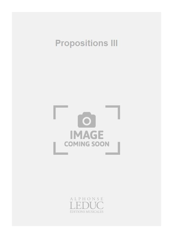 Propositions III | Francis Bayer | Ensemble de percussions | Partition