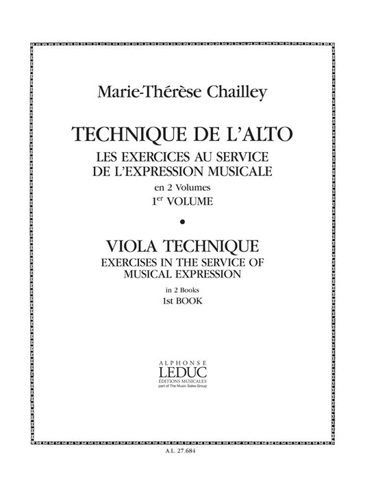 Technique de l'Alto - Viola Technique Vol.1 | Marie-Therese Chailley