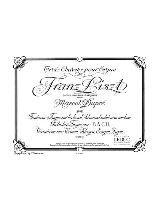 3 Œuvres Pour Orgue | Franz Liszt