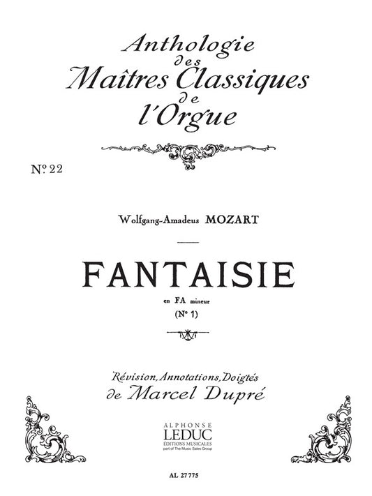 Fantaisie No.1, KV554 in F minor de Wolfgang Amadeus Mozart, Livre pour orgue