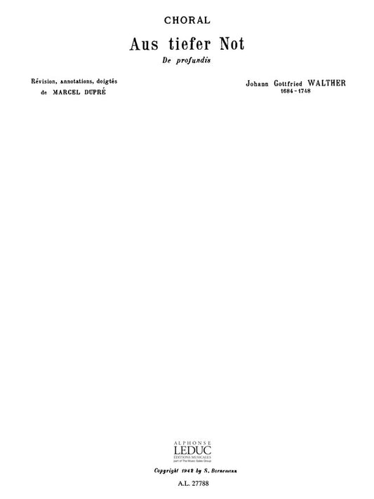 Choral:Aus Tiefer Not | Walther | Orgue