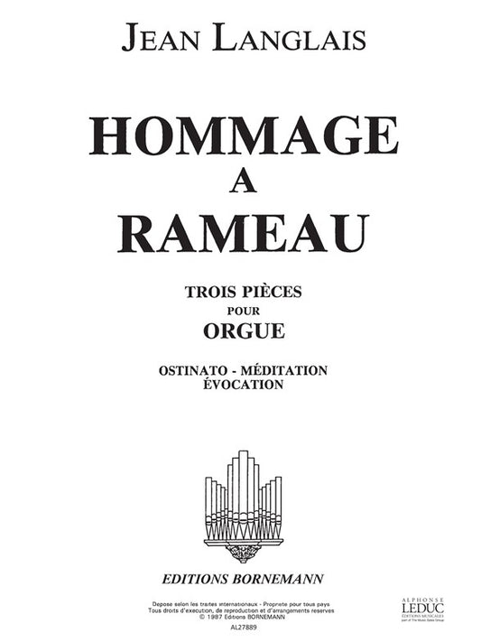 Hommage A Rameau de Jean Langlais, Livre pour orgue