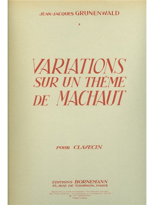 Variations Sur Un Thème De Machaud | Jean-Jacques Grunenwald