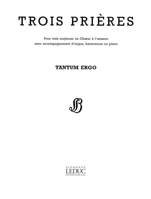 Tantum Ergo (from 3 Prières) | Langlais | Voix