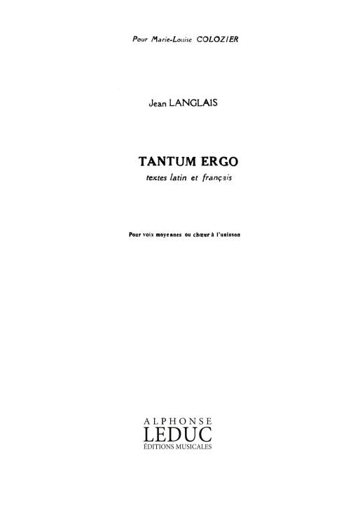 3 Prières n° 3 - Tantum Ergo - voix a cappella - partition chorale | Jean Langlais