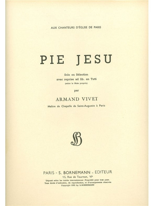 Pie Jesu | Vivet | Voix