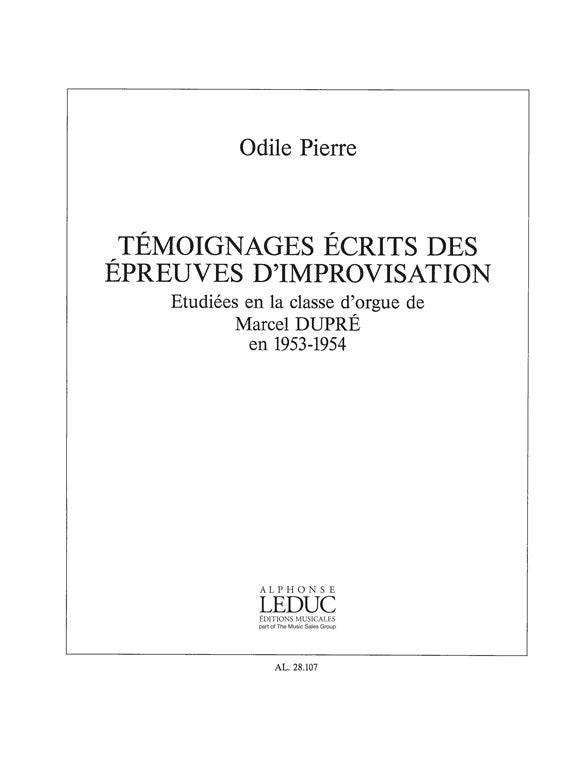 Temoignages Écrits Des | Pierre | Orgue