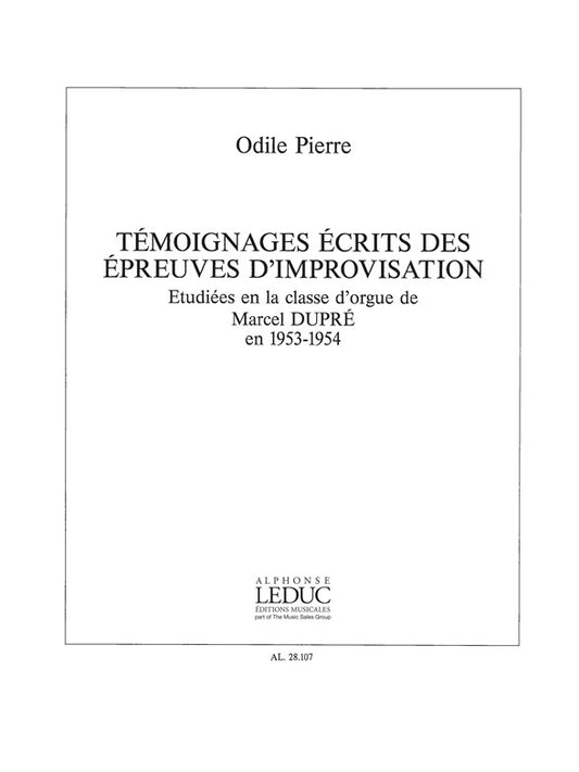 Temoignages Écrits Des | Pierre | Orgue