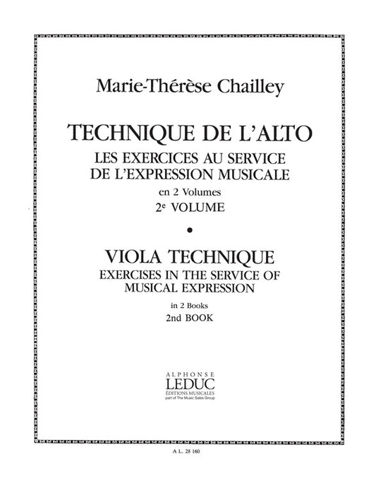 Technique de l'Alto - Viola Technique Vol.2 | Marie-Therese Chailley