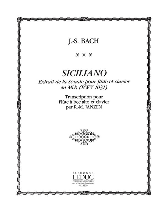 Sicilienne | Johann Sebastian Bach | Flûte à bec