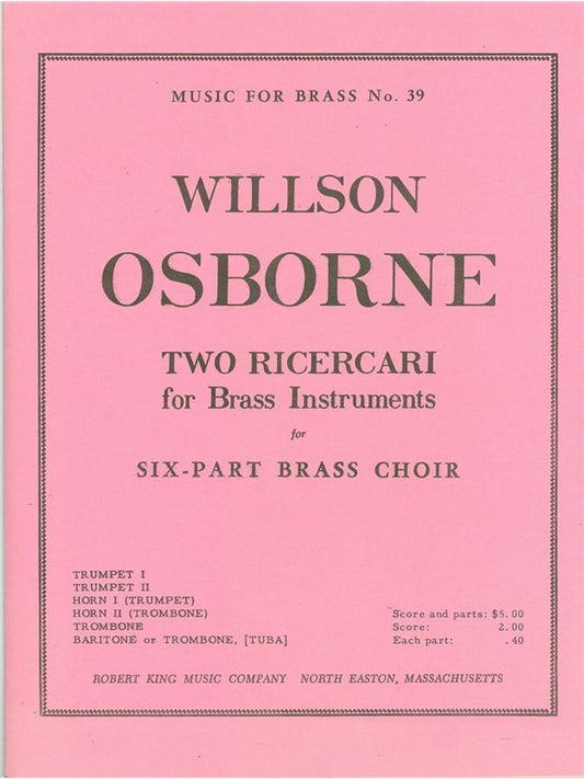 2 Ricercari | Osborne | Ensemble de cuivres