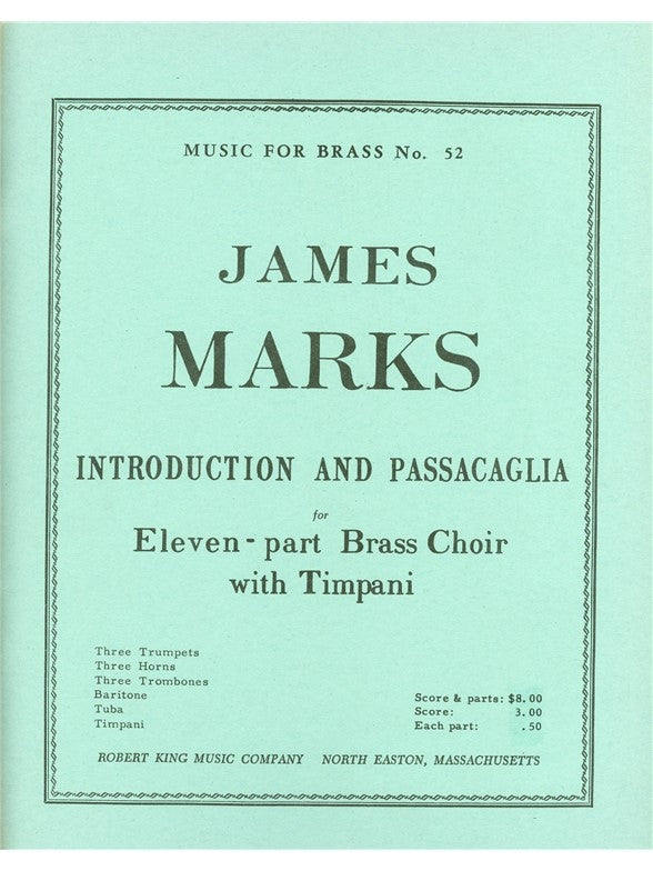 Introduction et Passacaille | Marks | Ensemble de cuivres