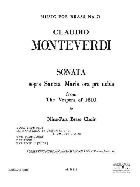 Sonata Sopra Sancta Maria | Claudio Monteverdi | Ensemble de cuivres | Livre | AL28310
