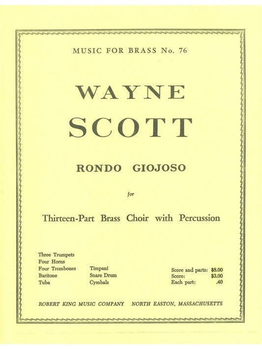 Rondo Giojoso | Scott | Ensemble de cuivres