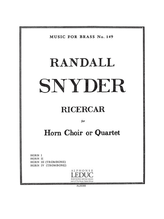 Ricercar | Snyder | Quatuor de cuivres