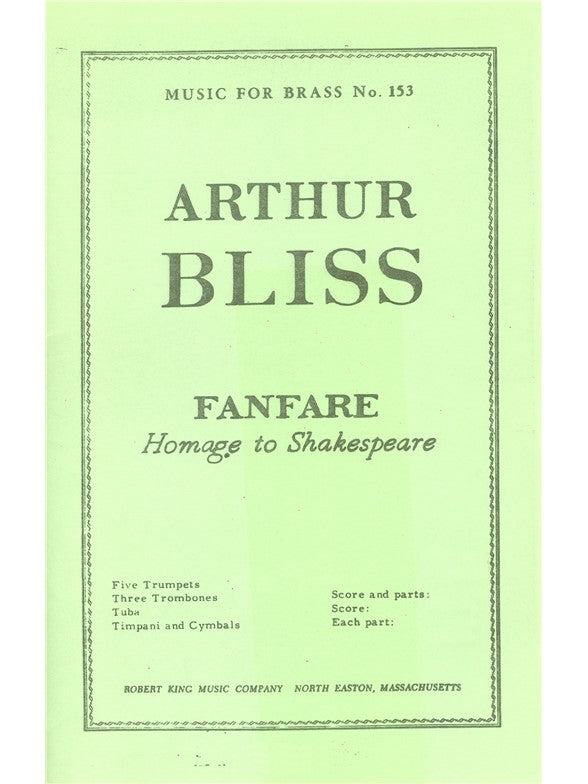 Fanfare Homage To Shakespeare | Bliss | Ensemble de cuivres