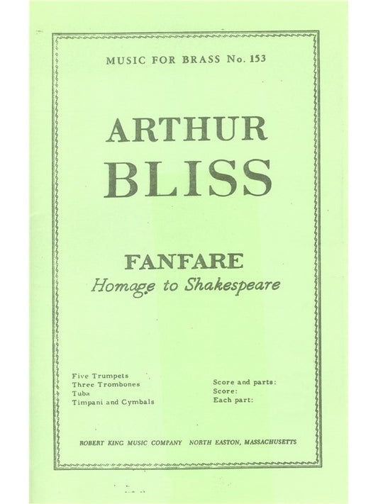 Fanfare Homage To Shakespeare | Bliss | Ensemble de cuivres