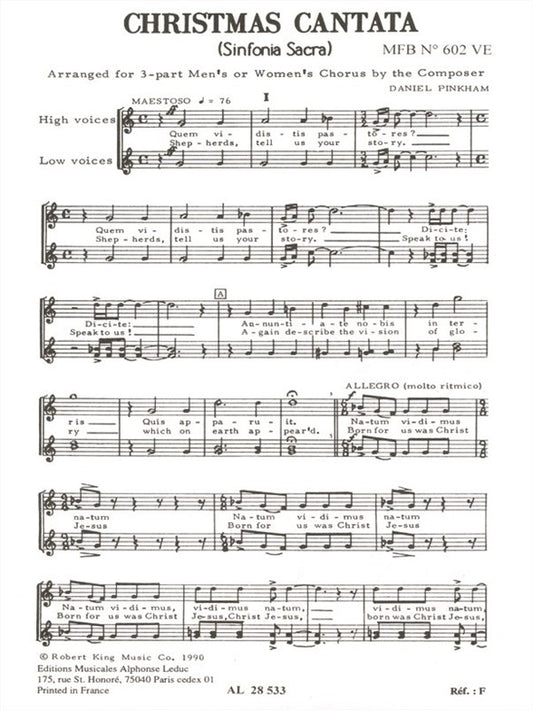 Cantate de Noël | Daniel Pinkham | Chœur