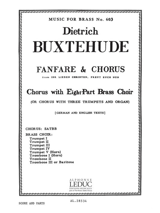Fanfare et Chœur | Dietrich Buxtehude | Ensemble de cuivres | Livre | AL28534