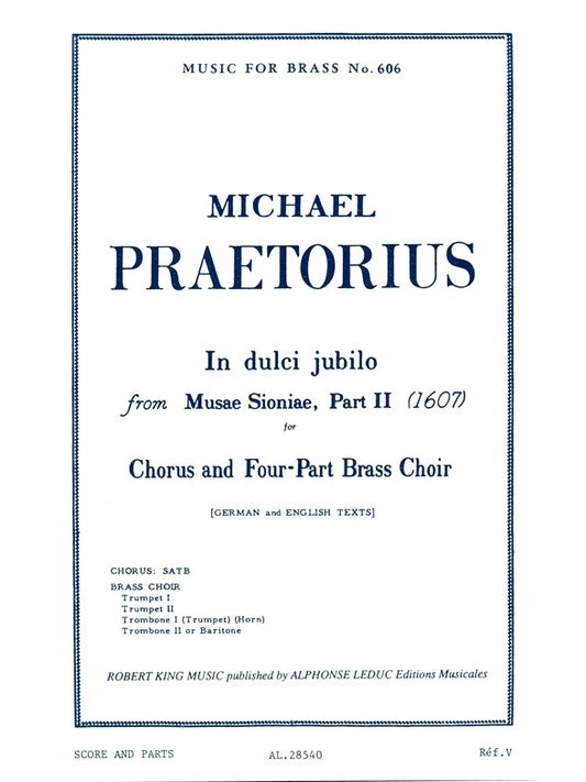 In Dulci Jubilo | Praetorius | Quatuor de cuivres | Livre | AL28540
