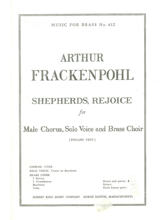 Arthur R. Frackenpohl: Shepherds rejoice | Chœur
