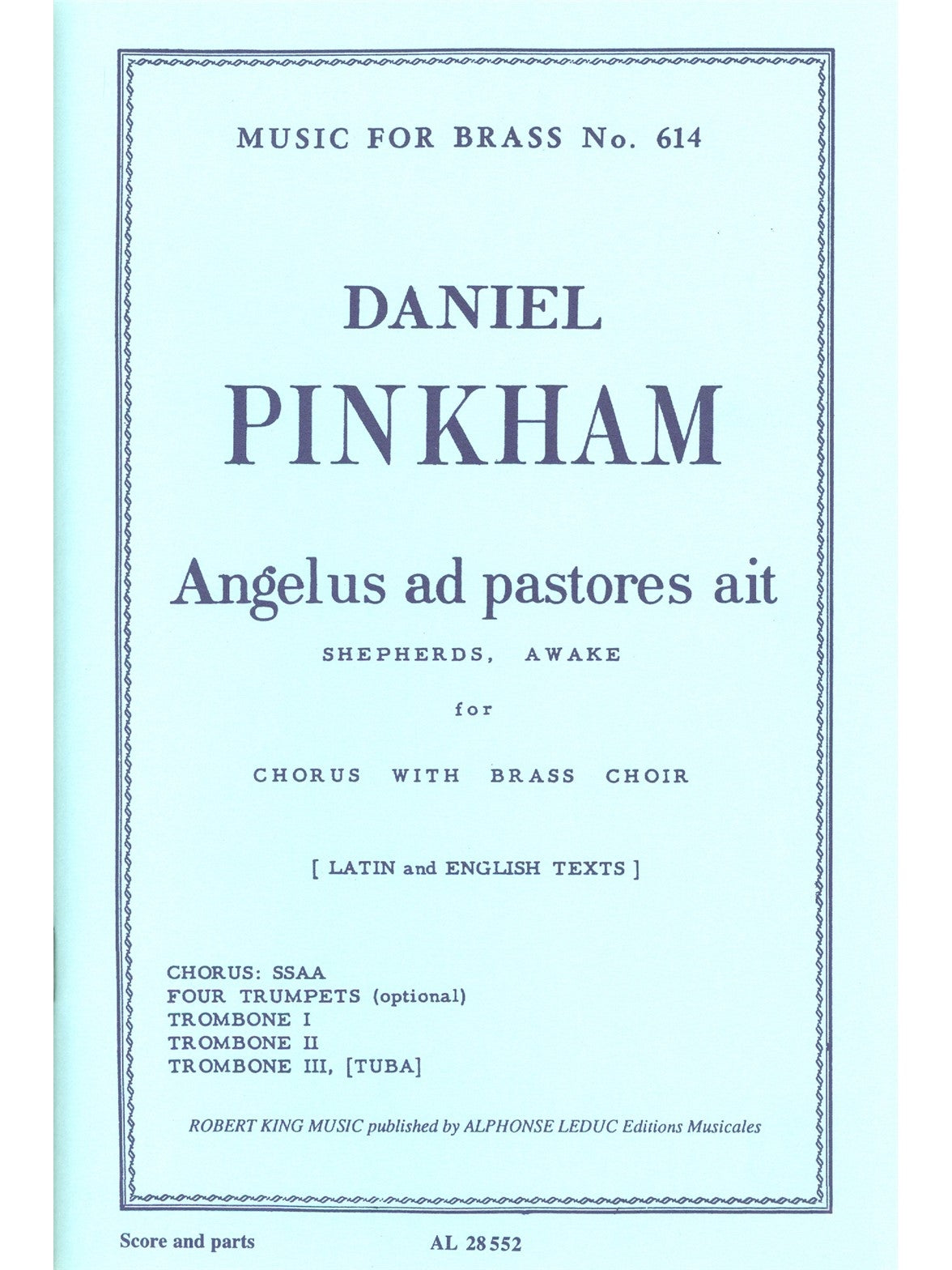 Angelus Dd Pastores Ait | Pinkham | Ensemble de cuivres