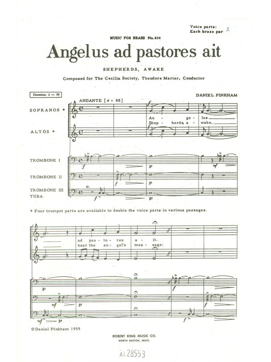 Angelus Ad Pastores Ait | Pinkham | Ensemble de cuivres