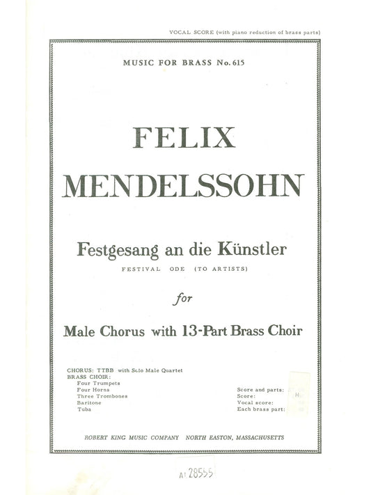 Sokol Festgesang An Die Kunstler | Felix Mendelssohn Bartholdy