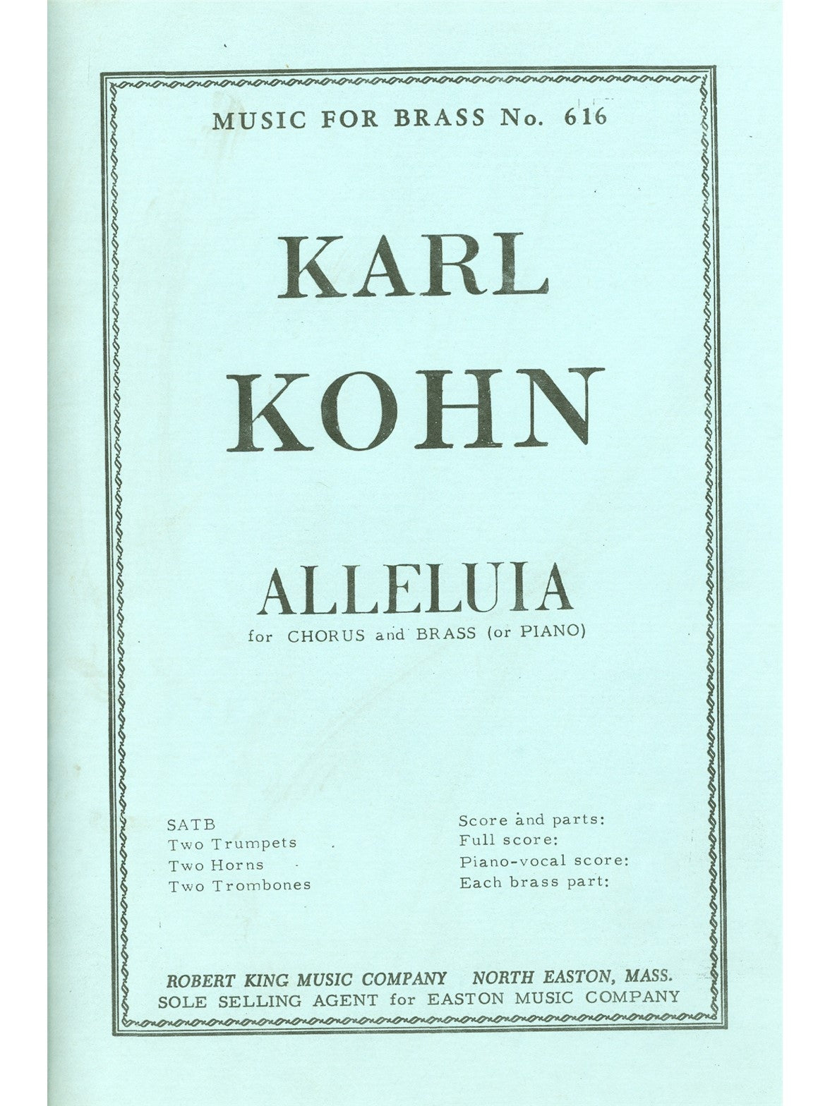 Karl Kohn: Alleluia | Karl Kohn | Chœur | Partition + parties