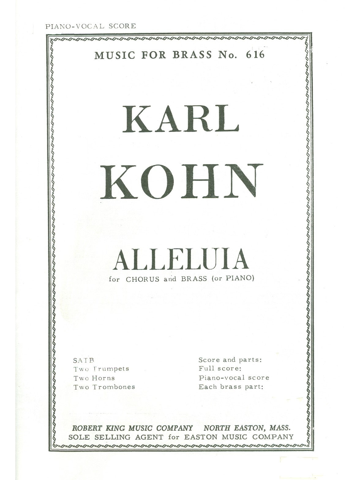 Karl Kohn: Alleluia | Karl Kohn | Chœur | Partition chorale