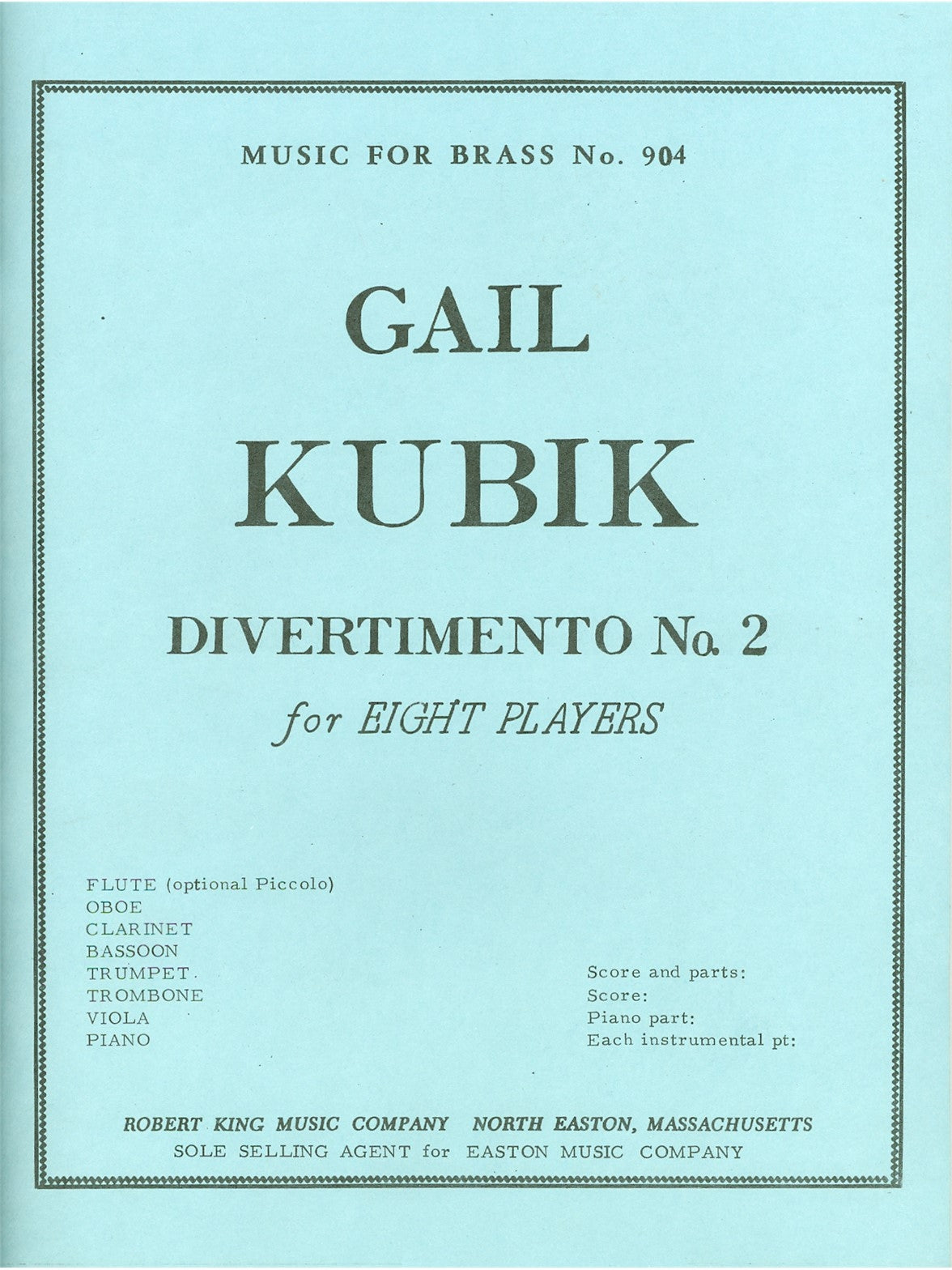 Gail Kubik : Divertimento n° 2 | Gail Kubik | Flûte