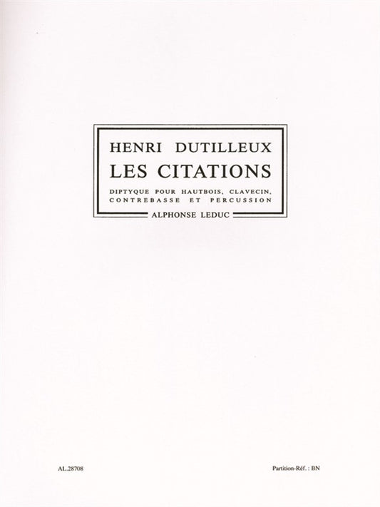Henri Dutilleux: Les Citations | Contrebasse