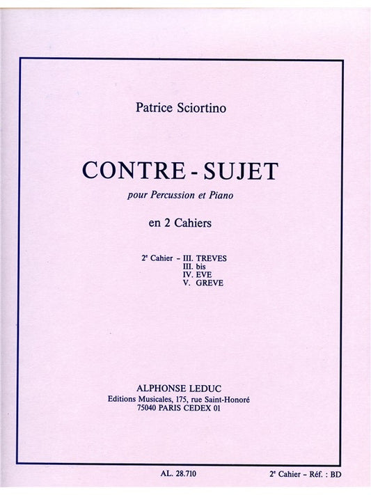 Contre-Sujet | Sciortino | Percussions | Livre | AL28710
