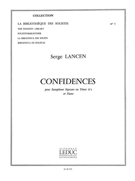 Confidences | Serge Lancen | Saxophone soprano