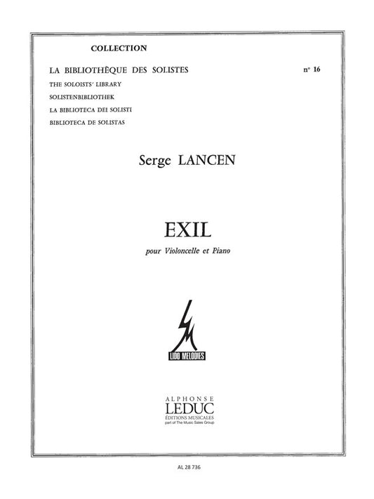 Exil de Serge Lancen, Livre pour violoncelle et Piano