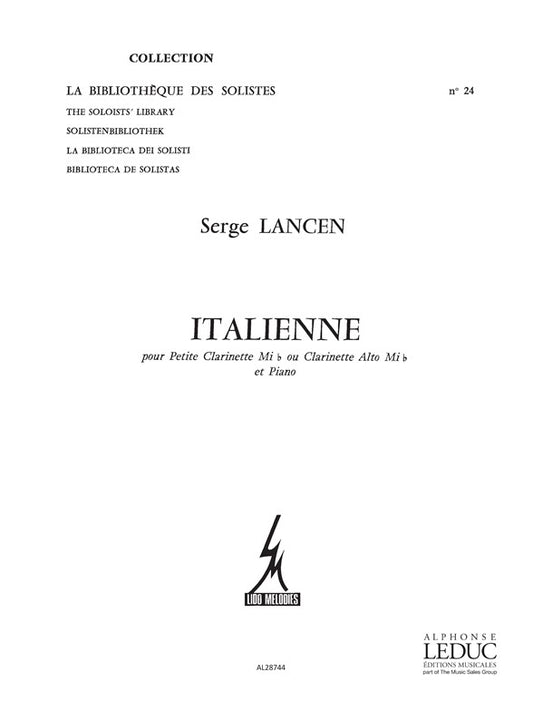 Italienne de Serge Lancen, Livre pour clarinet in Eb and Piano