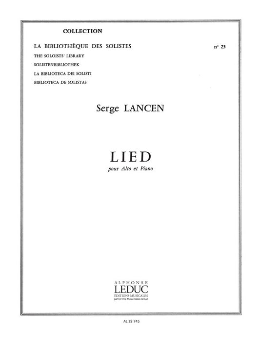 Lied Alto Et Piano - Lm025 | Serge Lancen