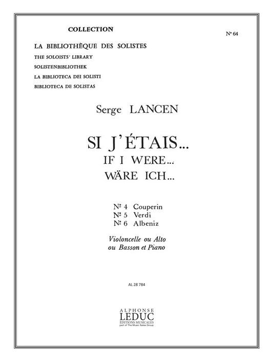 Si j'étais... pour violoncelle, alto ou basson et piano | Serge Lancen